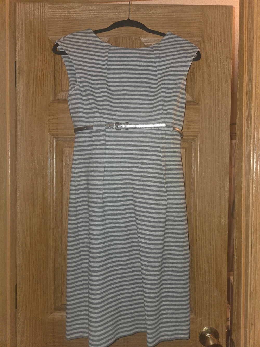Calvin Klein Classic Gray & White Striped Sheath Dress Size 6